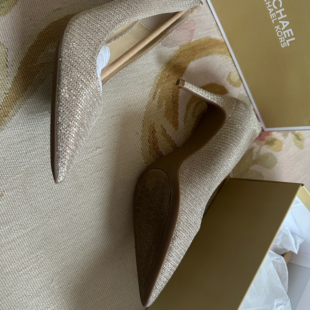 Michael Kors Alina Flex Pump Glitter Chain Mesh Pumps 7.5 Like New - Picture 7 of 8